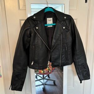 Abercrombie & Fitch Black Faux Leather Moto Jacket